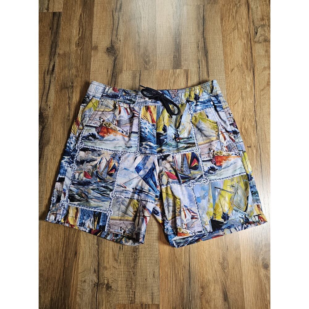 J. Crew x Willard Bond Men's 6" Stretch Swim Trunk Shorts Sailing Painting Small